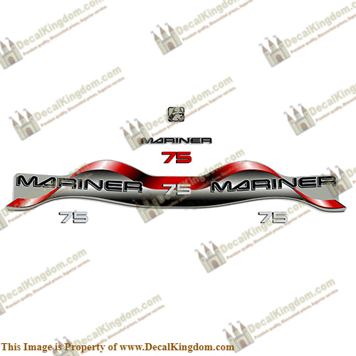 Mariner 75hp Decal Kit - Red - Boat Decals from DecalKingdom Mariner 75hp Decal Kit - Red outboard decal Mariner 75hp Decal Kit - Red vintage decals