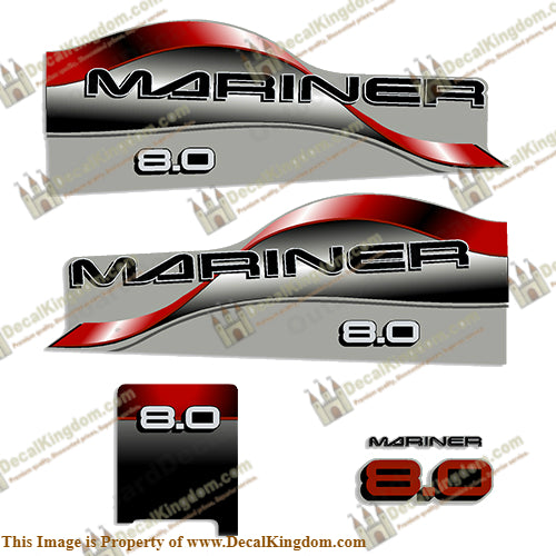 Mariner 8.0hp Decal Kit - 1998 - Boat Decals from DecalKingdom Mariner 8.0hp Decal Kit - 1998 outboard decal Mariner 8.0hp Decal Kit - 1998 vintage decals