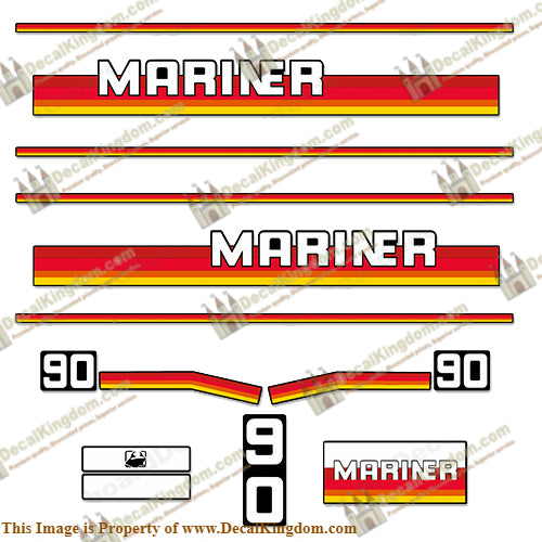 Mariner 90hp Decal Kit - Boat Decals from DecalKingdom Mariner 90hp Decal Kit outboard decal Mariner 90hp Decal Kit vintage decals