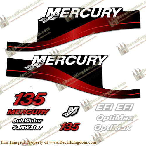 Mercury 135hp EFI/Optimax Decal Kit (Red) - Boat Decals from DecalKingdom Mercury 135hp EFI/Optimax Decal Kit (Red) outboard decal Mercury 135hp EFI/Optimax Decal Kit (Red) vintage decals
