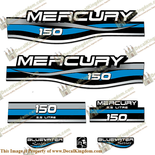 Mercury 150hp 2.5L Bluewater Series Decal Kit (Blue)