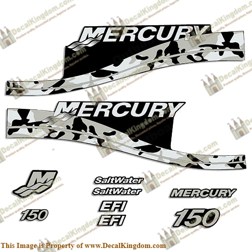 Mercury 150hp Decals - Grey Camo