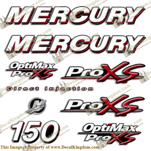 Mercury 150hp Optimax ProXS Decal Kit