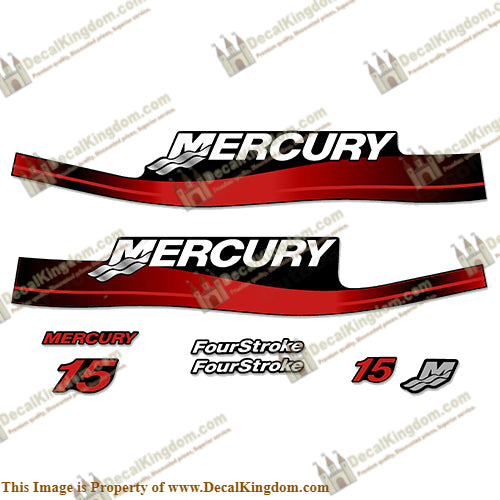 Mercury 15hp 4-Stroke Decal Kit 1999-2006 (Red)