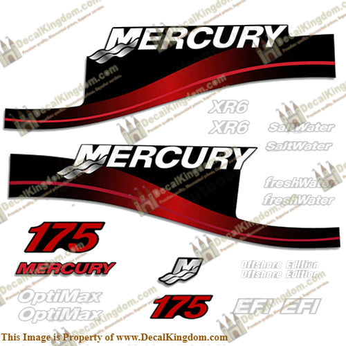 Mercury 175hp Decal Kit - 1999-2004 (Red) All Models Available - Boat Decals from DecalKingdom Mercury 175hp Decal Kit - 1999-2004 (Red) All Models Available outboard decal Mercury 175hp Decal Kit - 1999-2004 (Red) All Models Available vintage decals