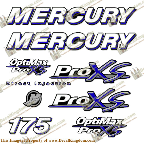 Mercury 175hp Optimax ProXS Decal KitMercury 175hp Optimax ProXS Decal Kit - Sapphire Blue