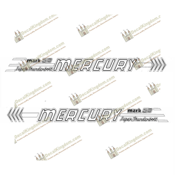 Mercury 1958 45HP Mark 58 Decal Kit - Boat Decals from DecalKingdom Mercury 1958 45HP Mark 58 Decal Kit outboard decal Mercury 1958 45HP Mark 58 Decal Kit vintage decals