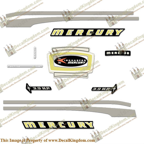 Mercury 1965 3.9HP Outboard Engine Decals - Boat Decals from DecalKingdom Mercury 1965 3.9HP Outboard Engine Decals outboard decal Mercury 1965 3.9HP Outboard Engine Decals vintage decals