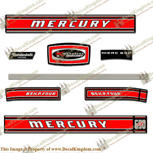Mercury 1968 65HP Outboard Engine Decals