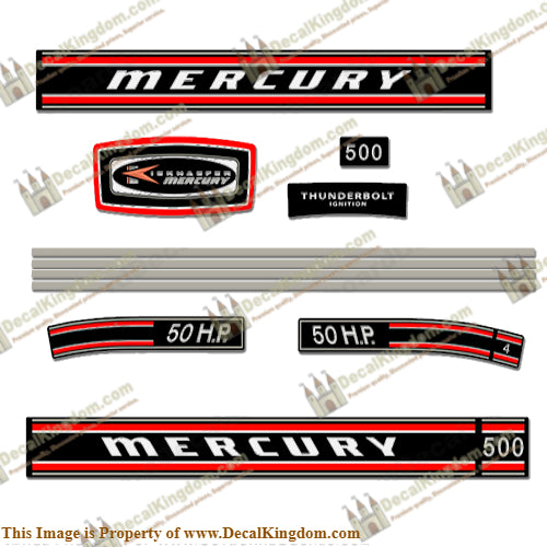 Mercury 1970 50HP Outboard Engine Decals