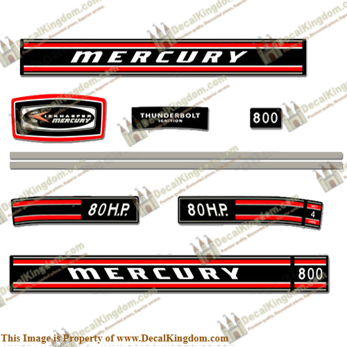 Mercury 1970 80HP Decal Kit