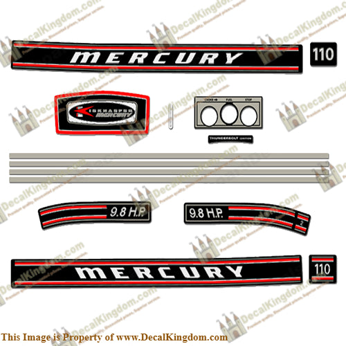 Mercury 1970 9.8HP Decal Kit