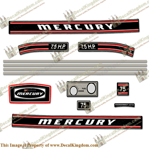 Mercury 1971 7.5hp Outboard Engine Decals