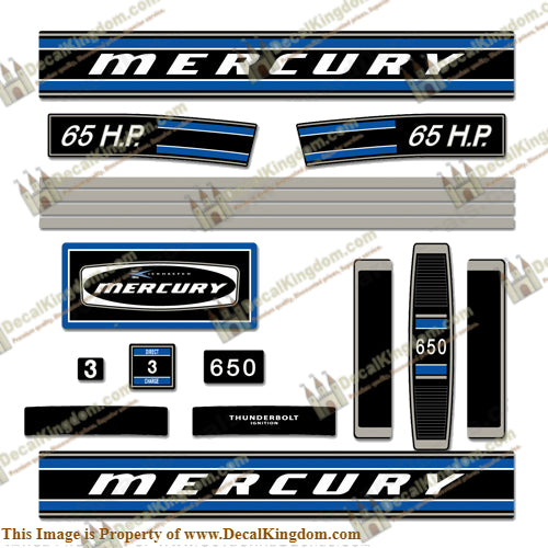 Mercury 1972 65HP Outboard Engine Decals