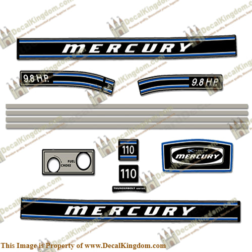 Mercury 1972 9.8HP Outboard Engine Decals