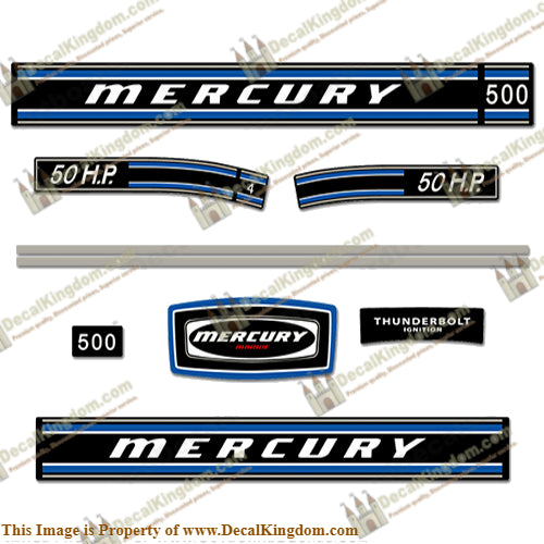 Mercury 1973 50hp Outboard Engine Decals