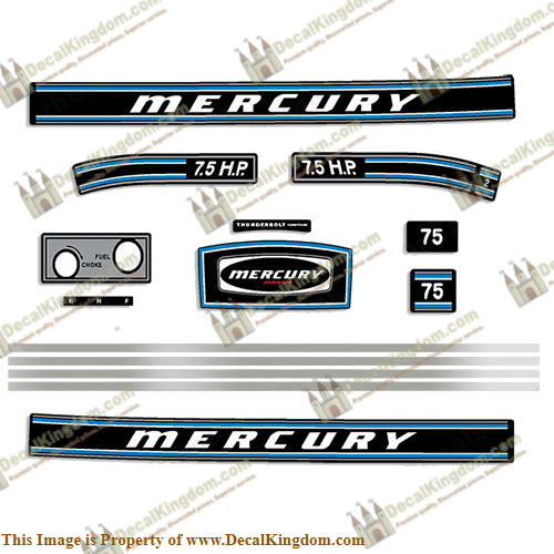 Mercury 1973 7.5hp Outboard Engine Decals