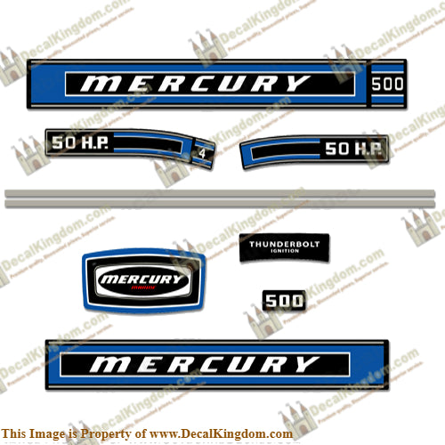 Mercury 1974 50hp Outboard Engine Decals