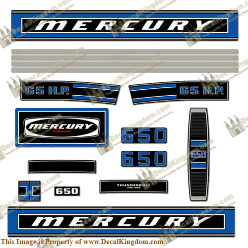Mercury 1975 65HP Outboard Engine Decals