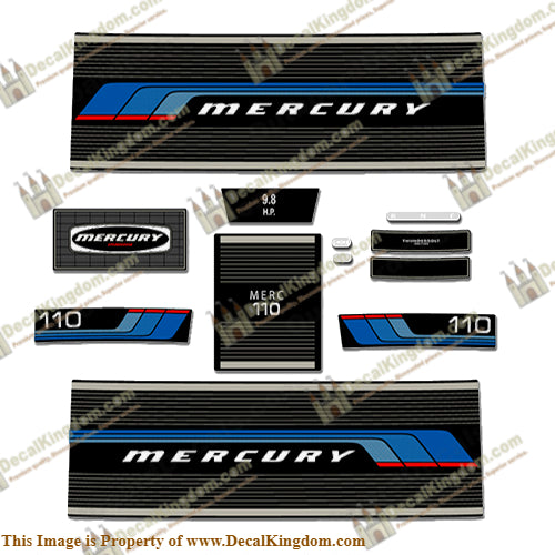 Mercury 1976 9.8HP Outboard Engine Decals