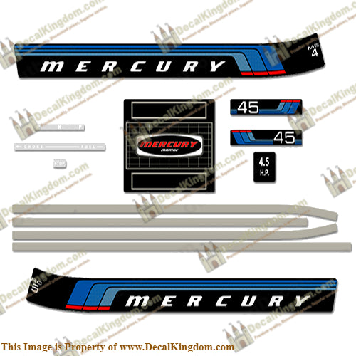 Mercury 1977 Outboard Decal Kit (Multiple Sizes Available)