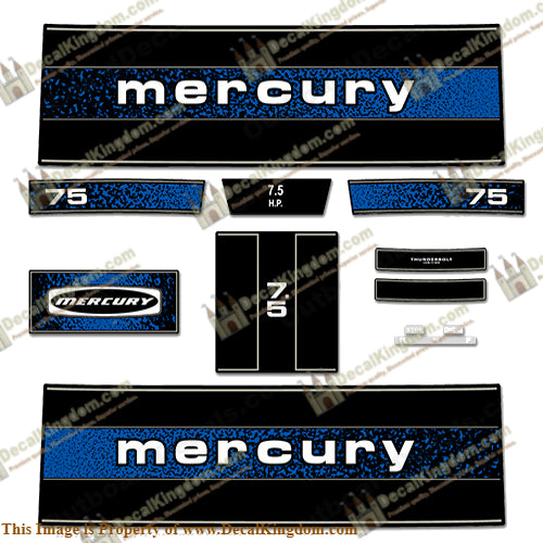 Mercury 1979 7.5HP Outboard Engine Decals