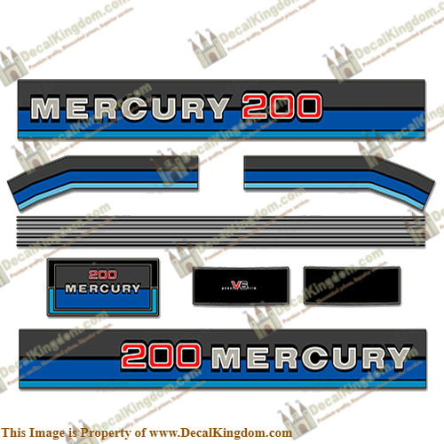 Mercury 1980 200HP Outboard Engine Decals