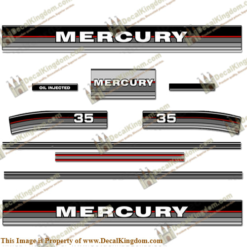 Mercury 1987 35HP Outboard Engine Decals