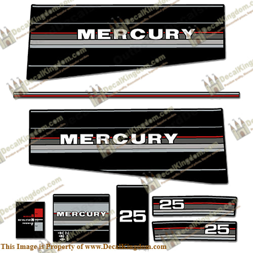 Mercury 1988 25HP Outboard Engine Decals