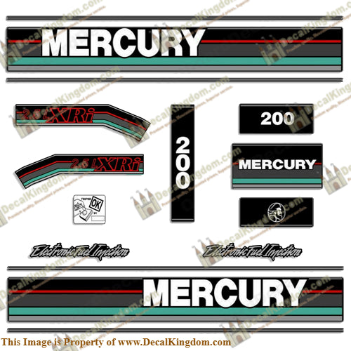 Mercury 1992 200hp 2.5 Liter XRi Outboard Decals