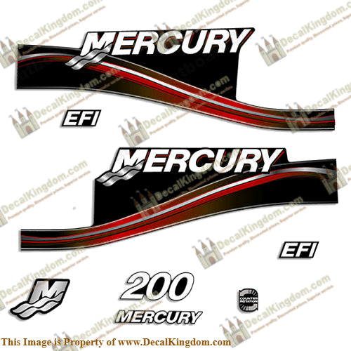 Mercury 200hp EFI Decal Kit - 2005 Style (Red)