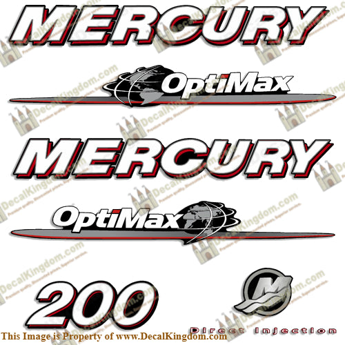 Mercury 200hp Optimax Decal Kit 2007 - 2012