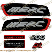 Mercury 200hp Pro Max Decal Kit - Red/Silver