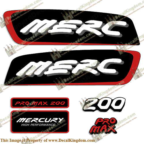 Mercury 200hp Pro Max Decal Kit - Red