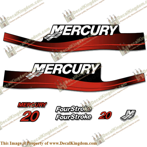 Mercury 20hp 4-Stroke Decal Kit 1999-2006 (Red)