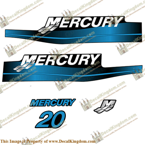 Mercury 20hp Decal Kit 2-Stroke 1999-2006 (Blue)