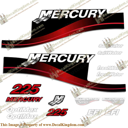 Mercury 225hp Decal Kit - 1999-2004 (Red) All Models Available - Boat Decals from DecalKingdom Mercury 225hp Decal Kit - 1999-2004 (Red) All Models Available outboard decal Mercury 225hp Decal Kit - 1999-2004 (Red) All Models Available vintage decals