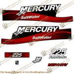 Mercury 225hp Four Stroke Saltwater Series Decals - (Red)