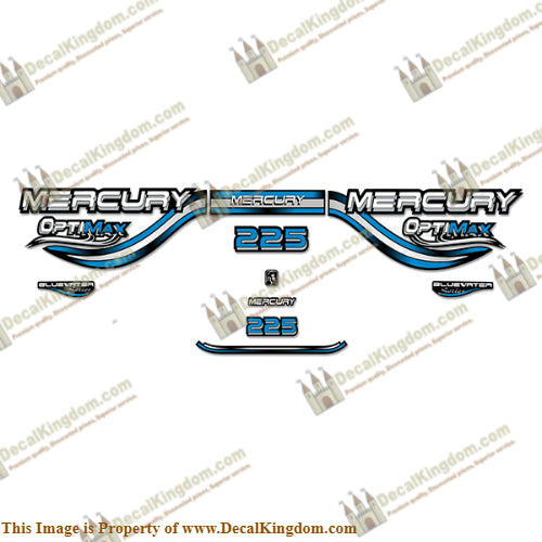 Mercury 225hp Optimax Decals- 1999 (Blue)