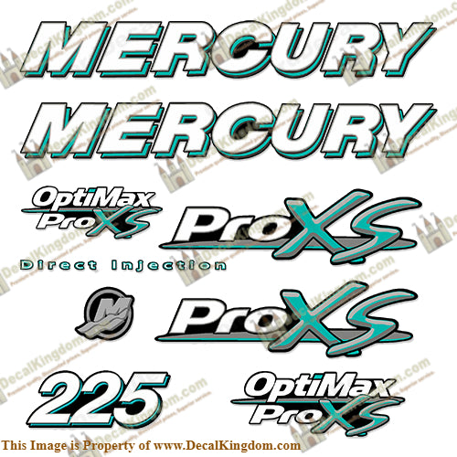 Mercury 225hp ProXS Decal Kit - Teal