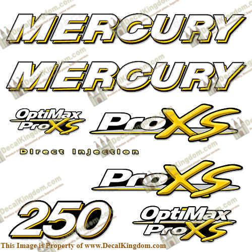 Mercury 250hp ProXS Decal Kit - Yellow