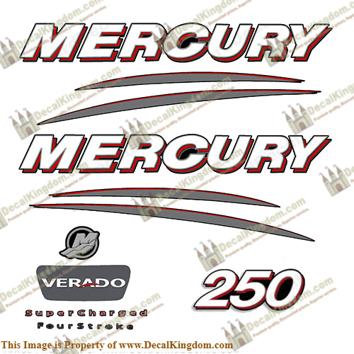 Mercury 250hp Verado Decal Kit - Straight