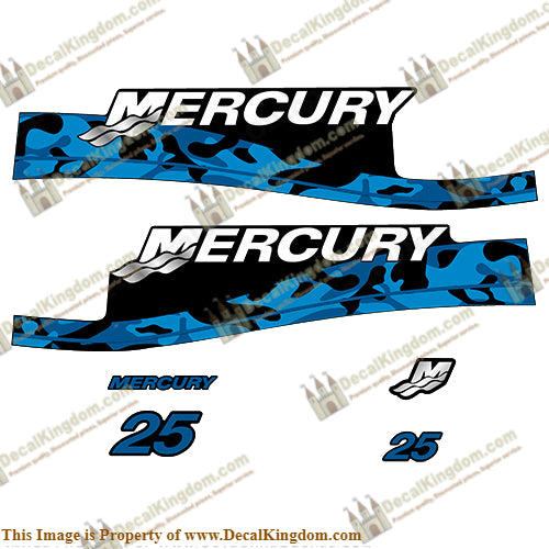 Mercury 25hp Decal Kit - Custom Color Blue Camo