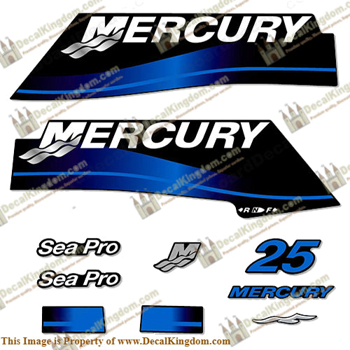 Mercury 25hp SeaPro Decals 2004-2009 (Blue)