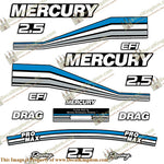 Mercury 260hp 2.5L Racing Partial Decals - Custom Blue/Silver