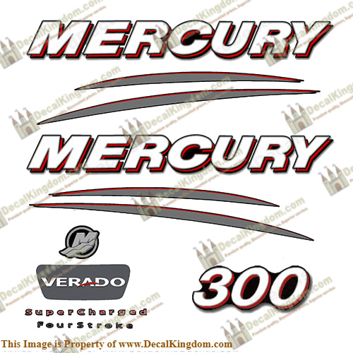 Mercury 300hp Verado Decal Kit - Straight