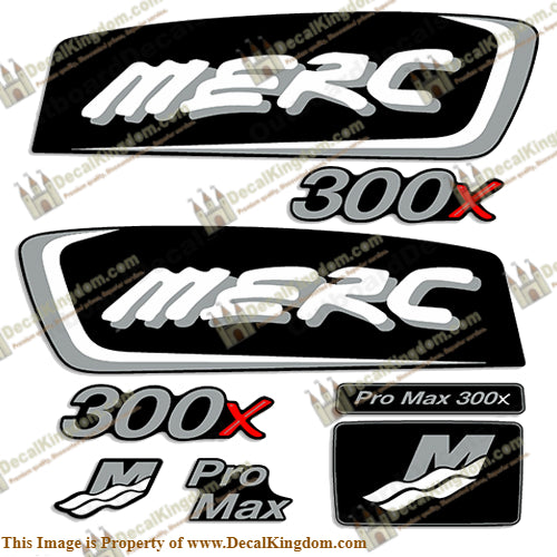 Mercury 300x ProMax Decals - Silver/White