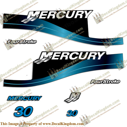 Mercury 30hp FourStroke Decal Kit 1999-2004 (Blue)