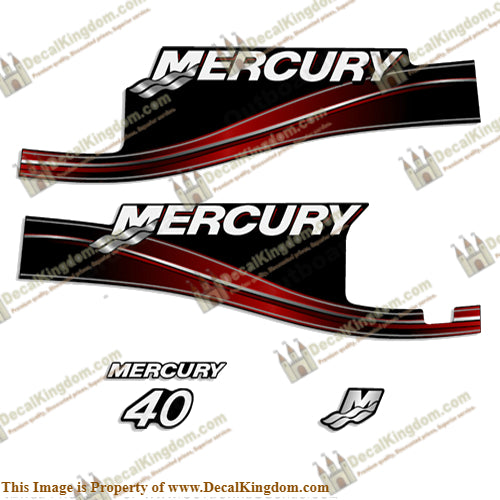 Mercury 40hp 2 Stroke Decal Kit 2005 - 2009 with Oil Window