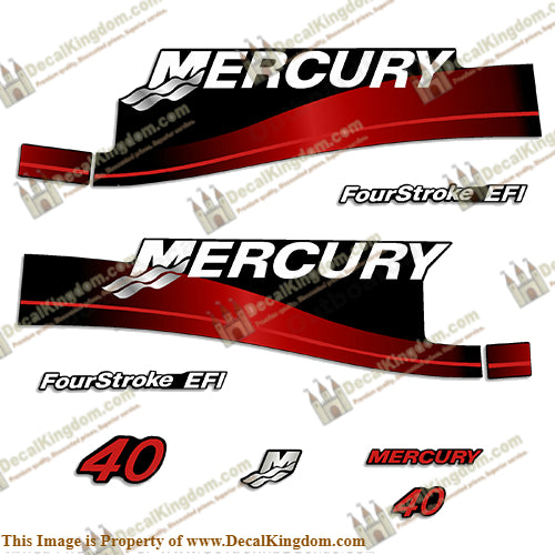 Mercury 40hp 4-Stroke EFI Decal Kit 1999-2004 (Red)